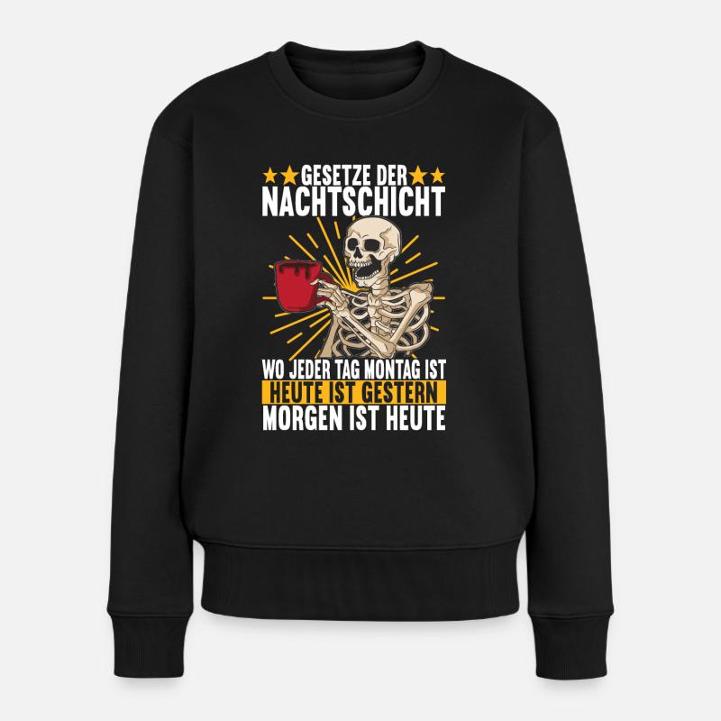 Nachtschicht Nachtdienst - Frauen Premium Bio Pullover - Schwarz