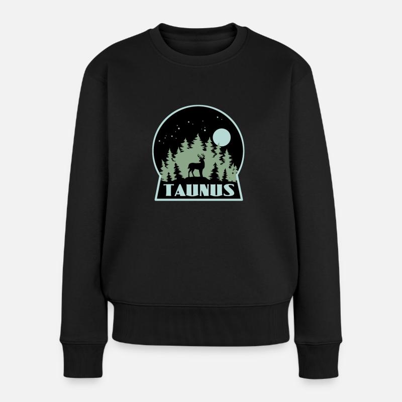 Taunus Wald Hirsch - Frauen Premium Bio Pullover - Schwarz