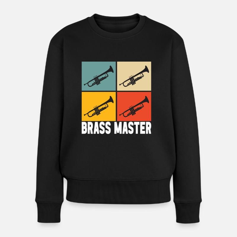 Trompete Trompetenspieler - Frauen Premium Bio Pullover - Schwarz