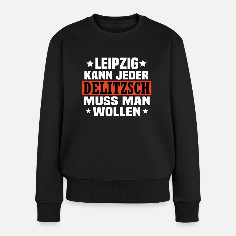 Delitzsch - Frauen Premium Bio Pullover - Schwarz