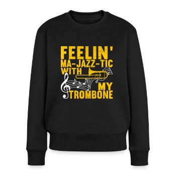 Posaune Trombone - Pull Premium bio Femme - noir - Devant - Julia (174cm)