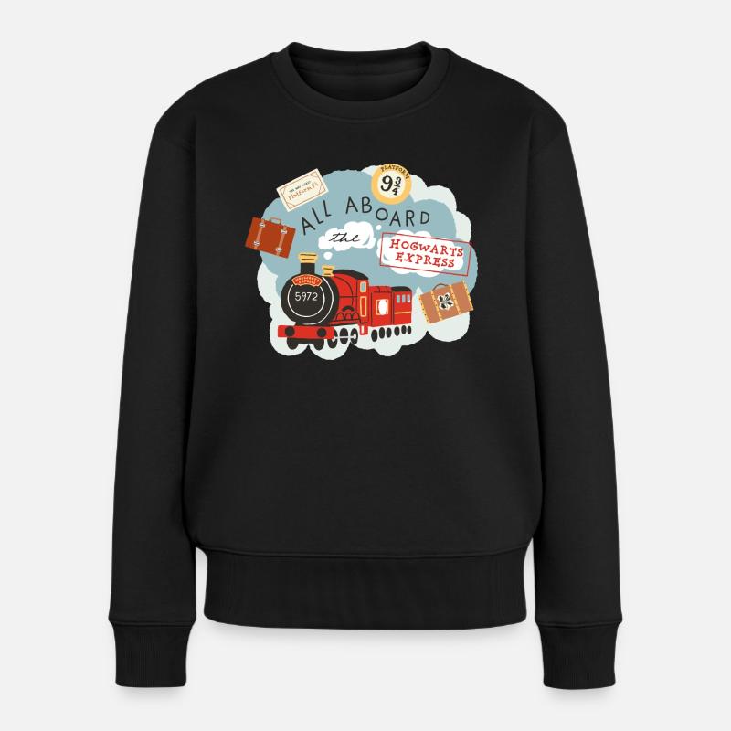 Harry Potter Hogwarts-Express Alle An Bord - Frauen Premium Bio Pullover - Schwarz