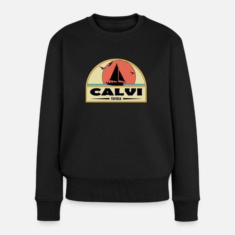 Calvi Korsika - Frauen Premium Bio Pullover - Schwarz