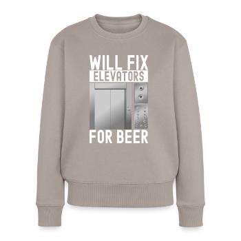 Elevator Mechanic Aufzugsmechaniker - Frauen Premium Bio Pullover - Taupe - Vorne - Julia (174cm)