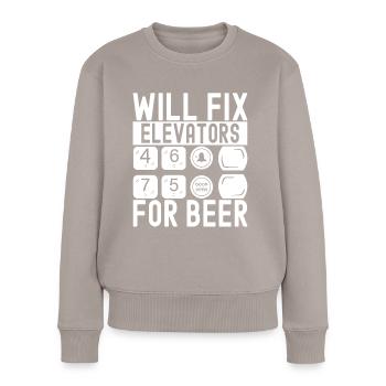 Elevator Mechanic Aufzugsmechaniker - Frauen Premium Bio Pullover - Taupe - Vorne - Julia (174cm)