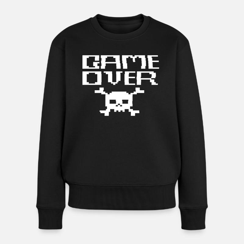 Game Over ASCII - Frauen Premium Bio Pullover - Schwarz