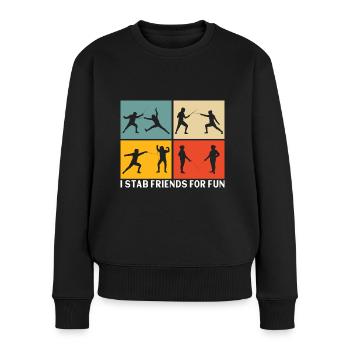 Fechten Fechtsport - Frauen Premium Bio Pullover - Schwarz - Vorne - Julia (174cm)