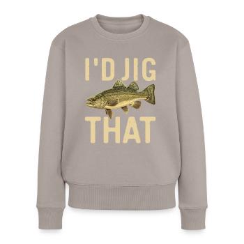 Walleye Fishing Angler - Women's Premium Organic Jumper - taupe - Front - Julia (174cm)