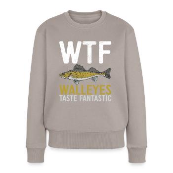 Walleye Fishing Angler - Women's Premium Organic Jumper - taupe - Front - Julia (174cm)