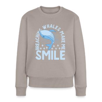 Wale Walfisch - Frauen Premium Bio Pullover - Taupe - Vorne - Julia (174cm)