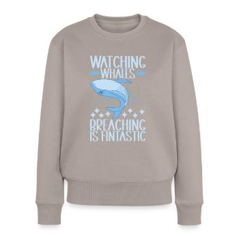 Wale Walfisch - Frauen Premium Bio Pullover - Taupe - Vorne - Julia (174cm)