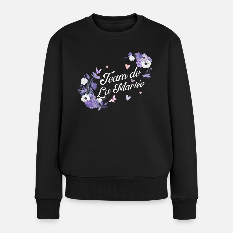 Lila Blumen Braut Team - Frauen Premium Bio Pullover - Schwarz