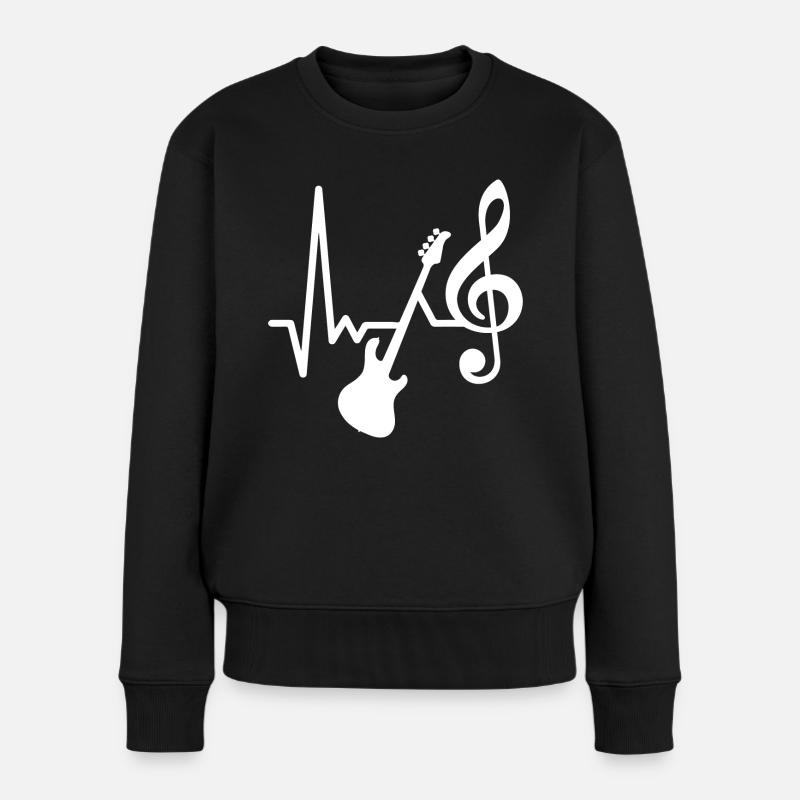 Basse électrique - Heartbeat - J’adore jouer de la basse - Pull Premium bio Femme - noir