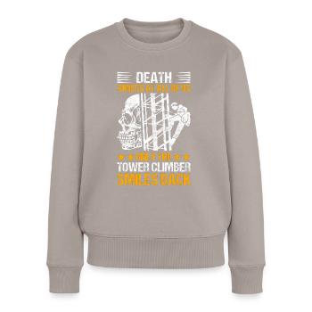 Industriekletterer Tower Climber Industrieklettern - Frauen Premium Bio Pullover - Taupe - Vorne - Julia (174cm)