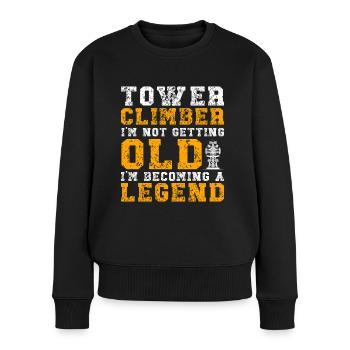 Industriekletterer Tower Climber Industrieklettern - Frauen Premium Bio Pullover - Schwarz - Vorne - Julia (174cm)