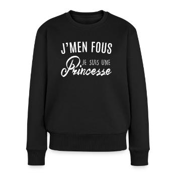 J'men fous je suis une princesse - Pull Premium bio Femme - noir - Devant - Julia (174cm)