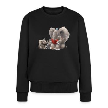 BB mère lit livre - Pull Premium bio Femme - noir - Devant - Julia (174cm)
