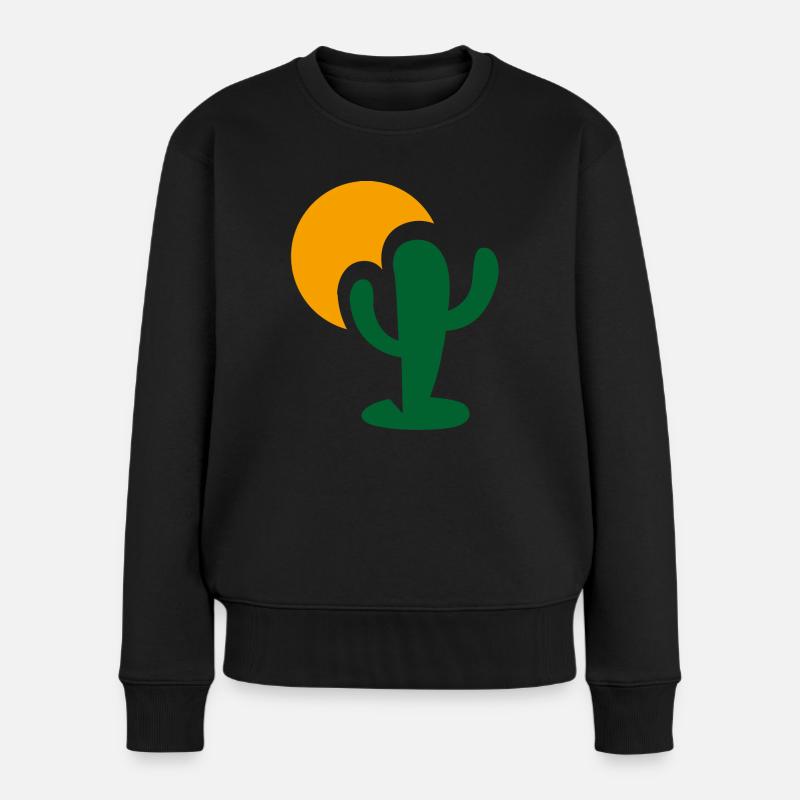 Sonnen Kaktus Design - Frauen Premium Bio Pullover - Schwarz