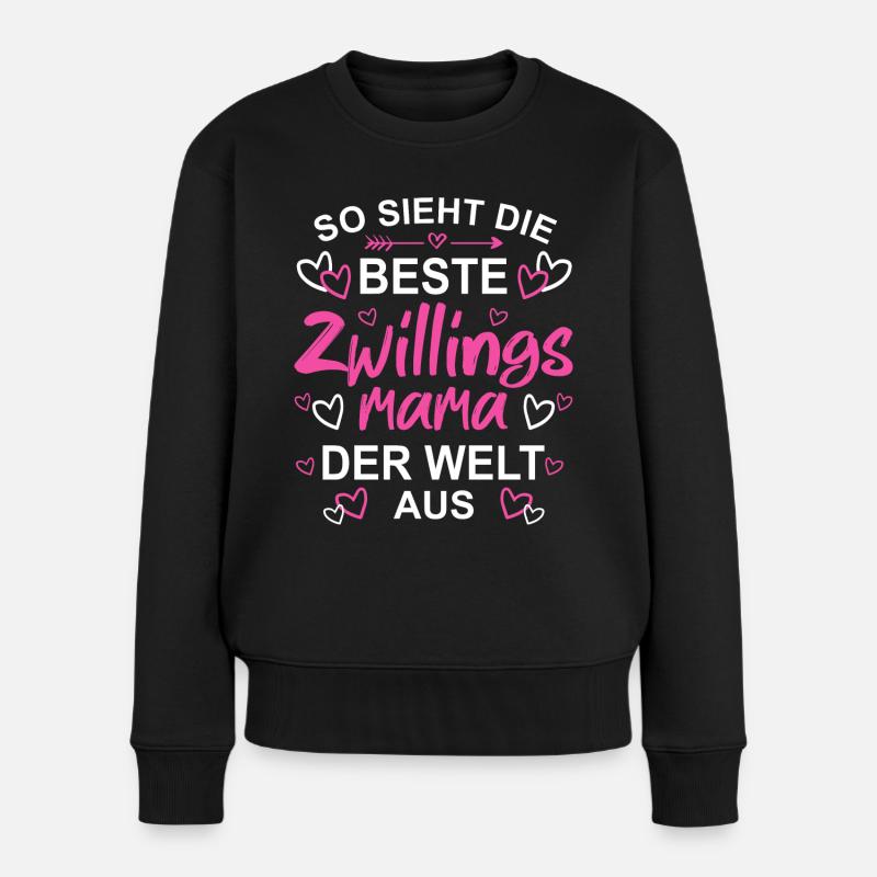Beste Zwillingsmama Mama von Zwillingen Geschenk - Frauen Premium Bio Pullover - Schwarz
