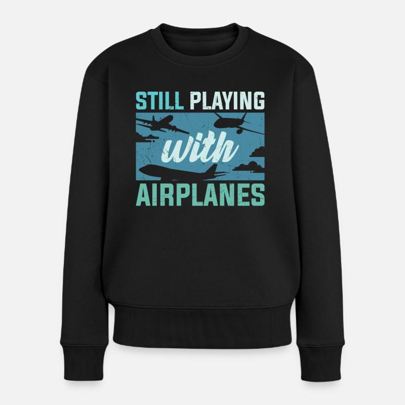 Piloten Lustiger Spruch Pilot - Frauen Premium Bio Pullover - Schwarz