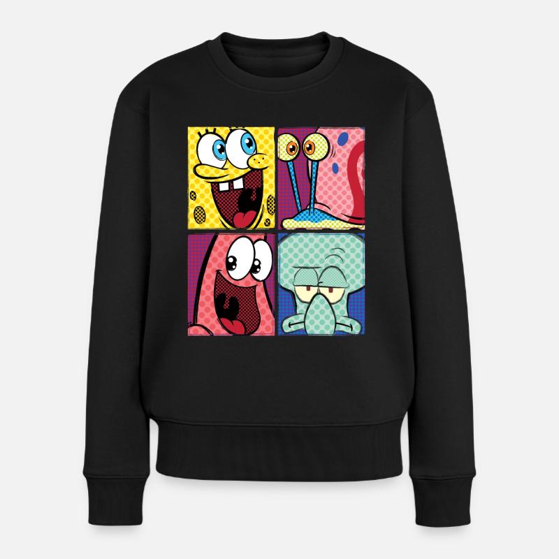 Bob l'Éponge Spongebob Patrick Carlo Gary - Pull Premium bio Femme - noir