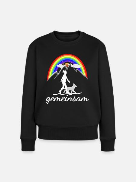 Hund und Frau gehen gemeinsam - Frauen Premium Bio Pullover - Schwarz