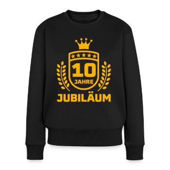 10 Jahre Jubiläum Geschenkidee - Frauen Premium Bio Pullover - Schwarz - Vorne - Julia (174cm)