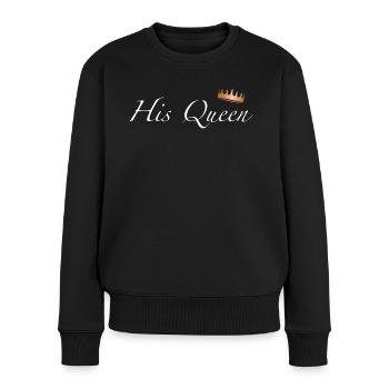 His Queen - Frauen Premium Bio Pullover - Schwarz - Vorne - Julia (174cm)