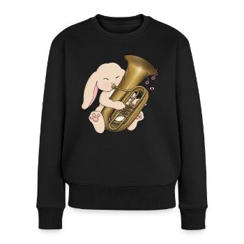 Tuba mignon jouant Kawaii Rabbit - Pull Premium bio Femme - noir - Devant - Julia (174cm)
