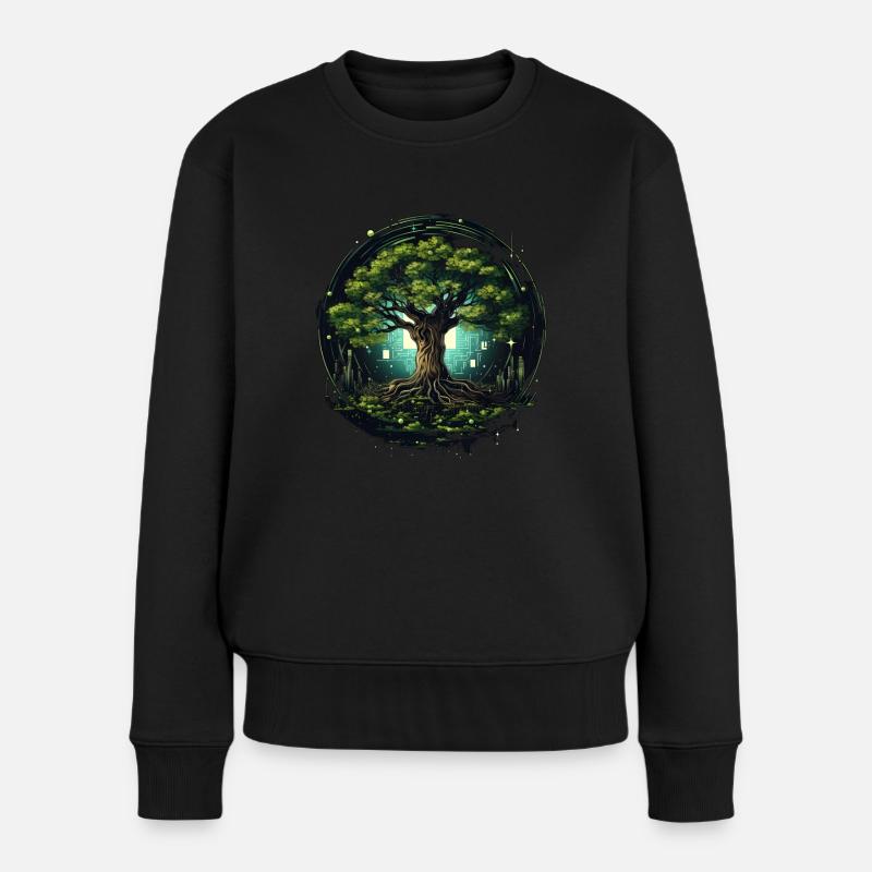 Baum Technologie - Frauen Premium Bio Pullover - Schwarz