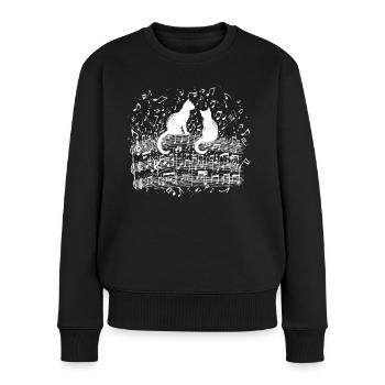 Katzen und Musik. Musiker Komponist - Frauen Premium Bio Pullover - Schwarz - Vorne - Julia (174cm)
