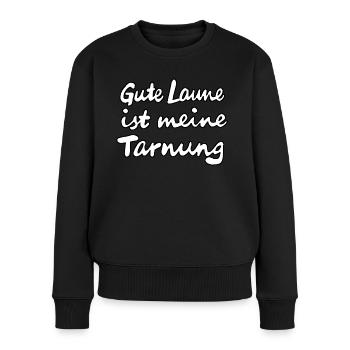La bonne humeur est mon camouflage - Pull Premium bio Femme - noir - Devant - Julia (174cm)