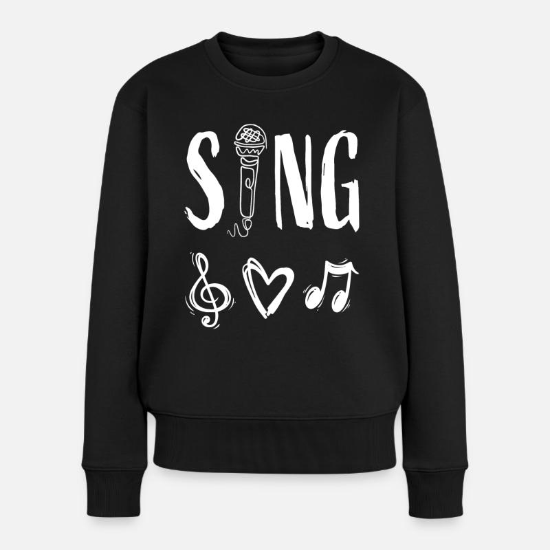 Musique Chanteuse Chanteuse Microphone - Pull Premium bio Femme - noir