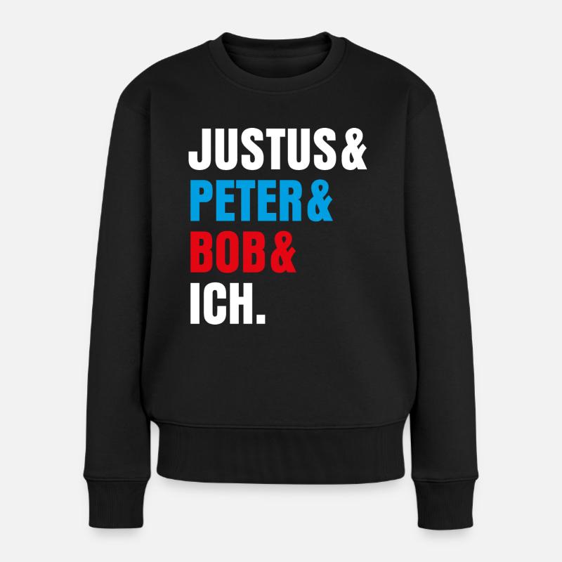 Die Drei ??? Justus& Peter& Bob& Ich - Frauen Premium Bio Pullover - Schwarz