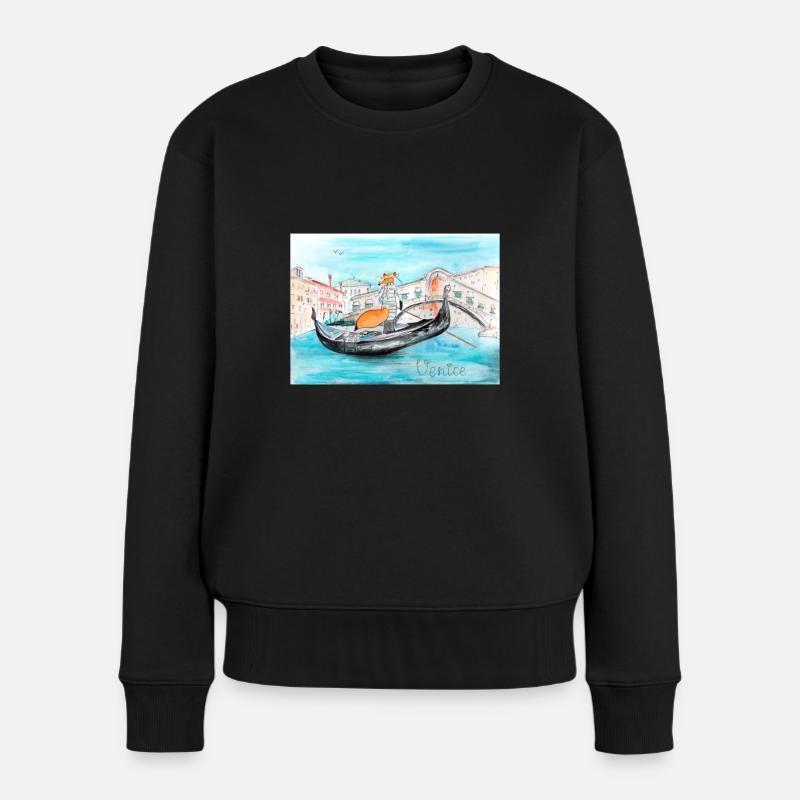 Fox in Venice as a gondolier - Women's Premium Organic Jumper - black