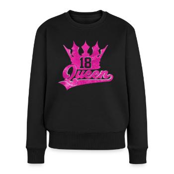 18. GEBURTSTAG 2004 QUEEN 18 - Frauen Premium Bio Pullover - Schwarz - Vorne - Julia (174cm)