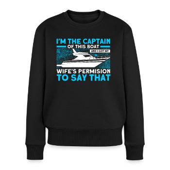 Femme Capitaine de bateau Capitaines - Pull Premium bio Femme - noir - Devant - Julia (174cm)