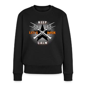 Keep Calm Lets Rock - Frauen Premium Bio Pullover - Schwarz - Vorne - Julia (174cm)