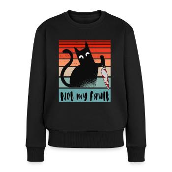 Nicht meine Schuld, Unschuldige Katze mit Messer - Frauen Premium Bio Pullover - Schwarz - Vorne - Julia (174cm)