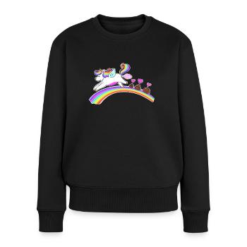 Einhorn - Regenbogen - Unicorn Poop - Frauen Premium Bio Pullover - Schwarz - Vorne - Julia (174cm)