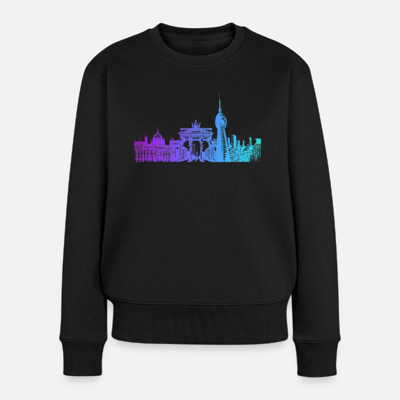 Berlin Stadt Skyline - Frauen Premium Bio Pullover - Schwarz