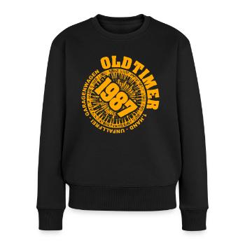 1987 - Frauen Premium Bio Pullover - Schwarz - Vorne - Julia (174cm)