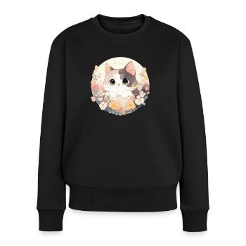 Chat trop mignon - Pull Premium bio Femme - noir - Devant - Julia (174cm)