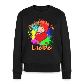 Das Produkt aus viel Liebe - Frauen Premium Bio Pullover - Schwarz - Vorne - Julia (174cm)