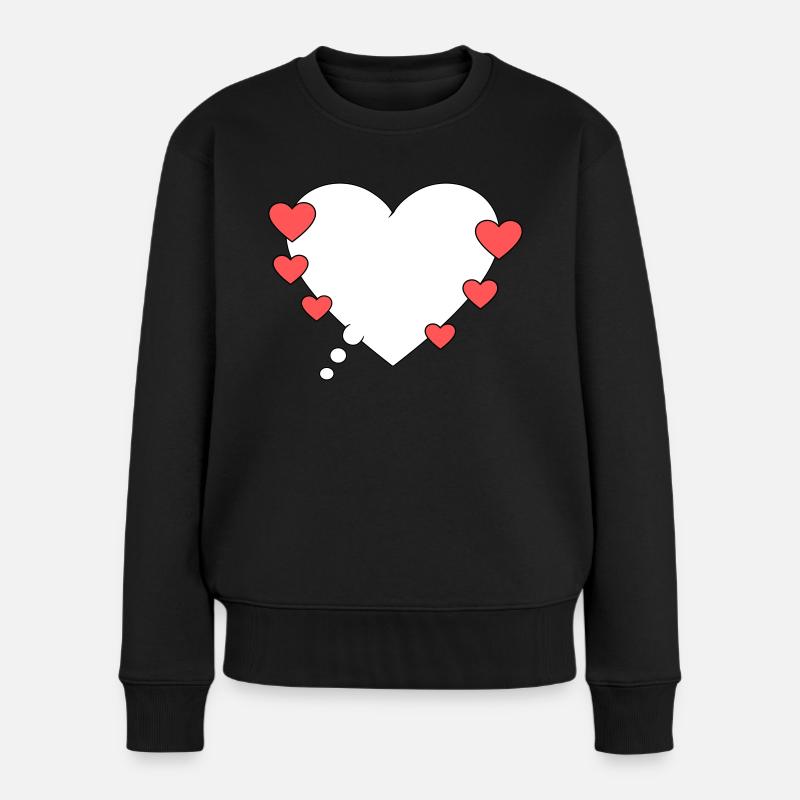 Bulle de pensée avec des cœurs - Pull Premium bio Femme - noir
