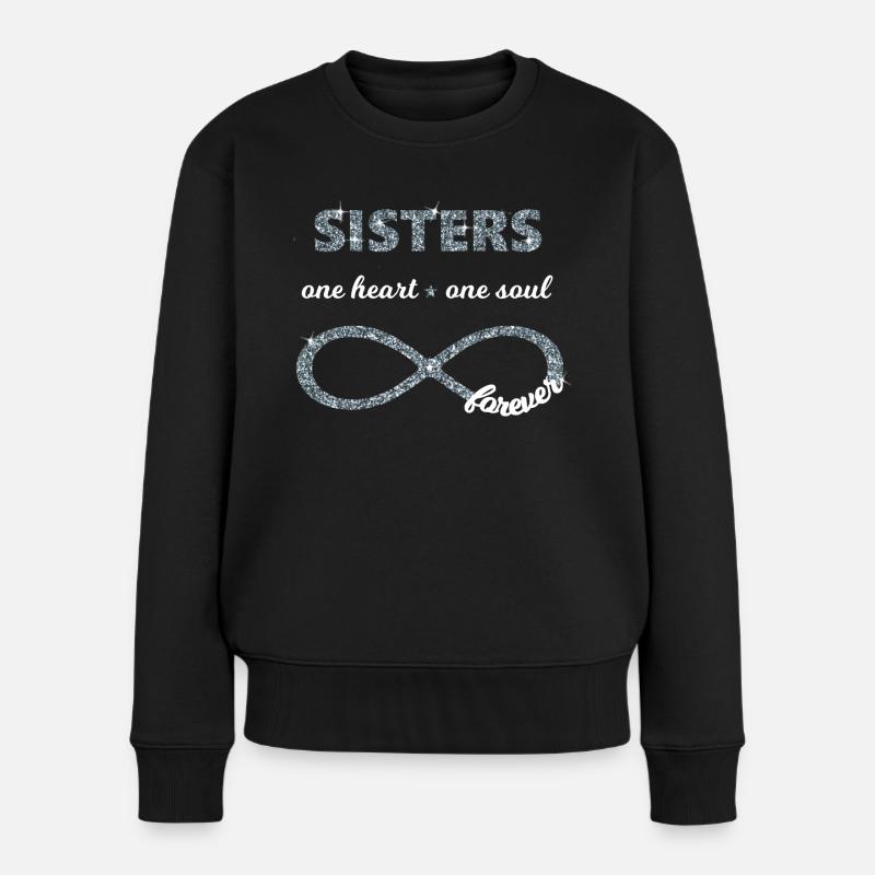 Sisters one heart one soul, Infinity Glitzer 8 BFF - Frauen Premium Bio Pullover - Schwarz