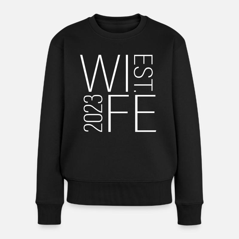 Ehefrau Est. 2023 Ehepaar Passende Hochzeit - Frauen Premium Bio Pullover - Schwarz