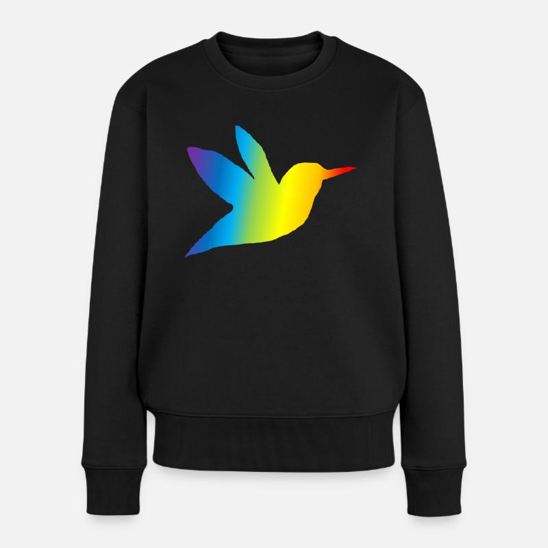 Kolibri bunt - Frauen Premium Bio Pullover - Schwarz