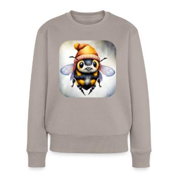 Abeille d’hiver fraîche avec chapeau et écharpe - Pull Premium bio Femme - taupe - Devant - Julia (174cm)