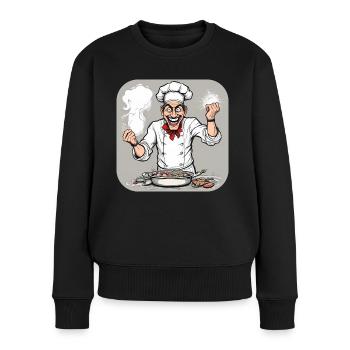 Chef fou - Pull Premium bio Femme - noir - Devant - Julia (174cm)
